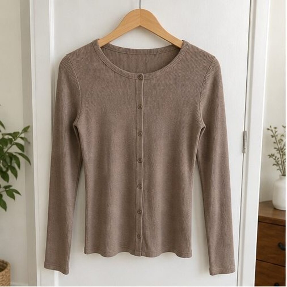 Taupe Lace Trim Top